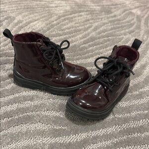 Kids Burgundy Lace-Up Boots